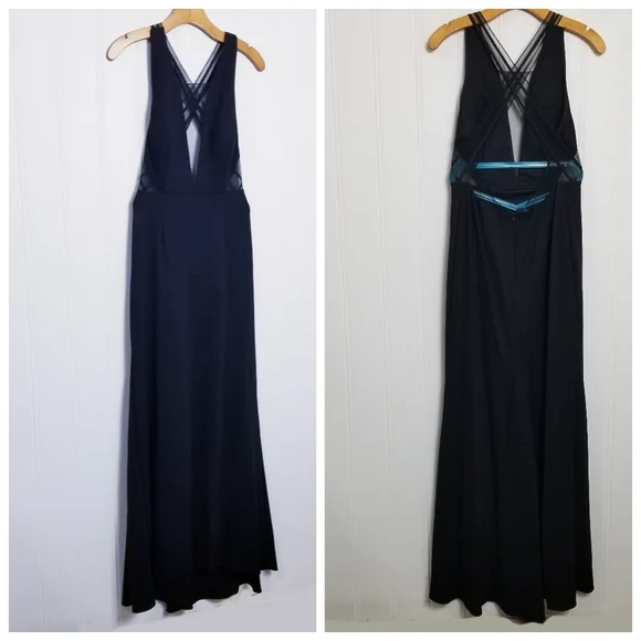 Adrianna Papell Navy Crisscross Back Maxi Dress - Picture 2 of 16